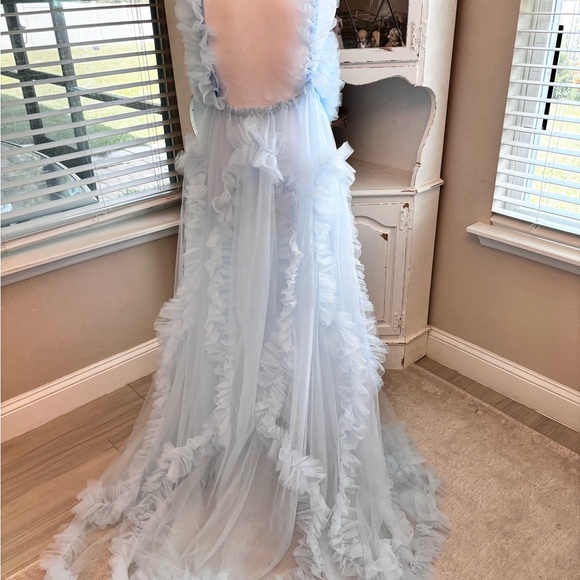 NEW Tulle Maternity Dress for Photoshoot Bridal Robe Light Blue NWOT Size XL - Picture 4 of 7